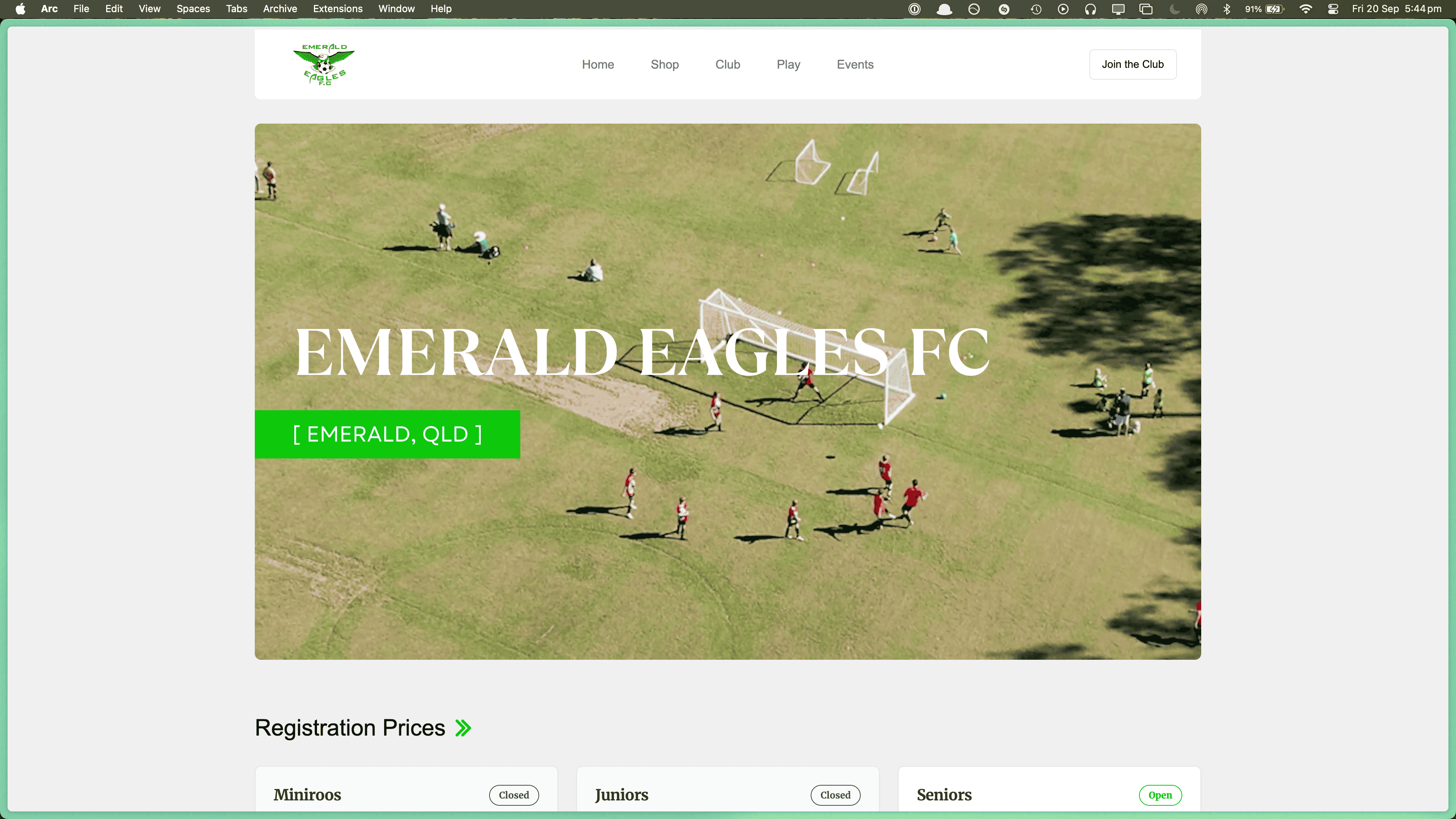 An image for a portfolio project titled Emerald Eagles Footbal Club